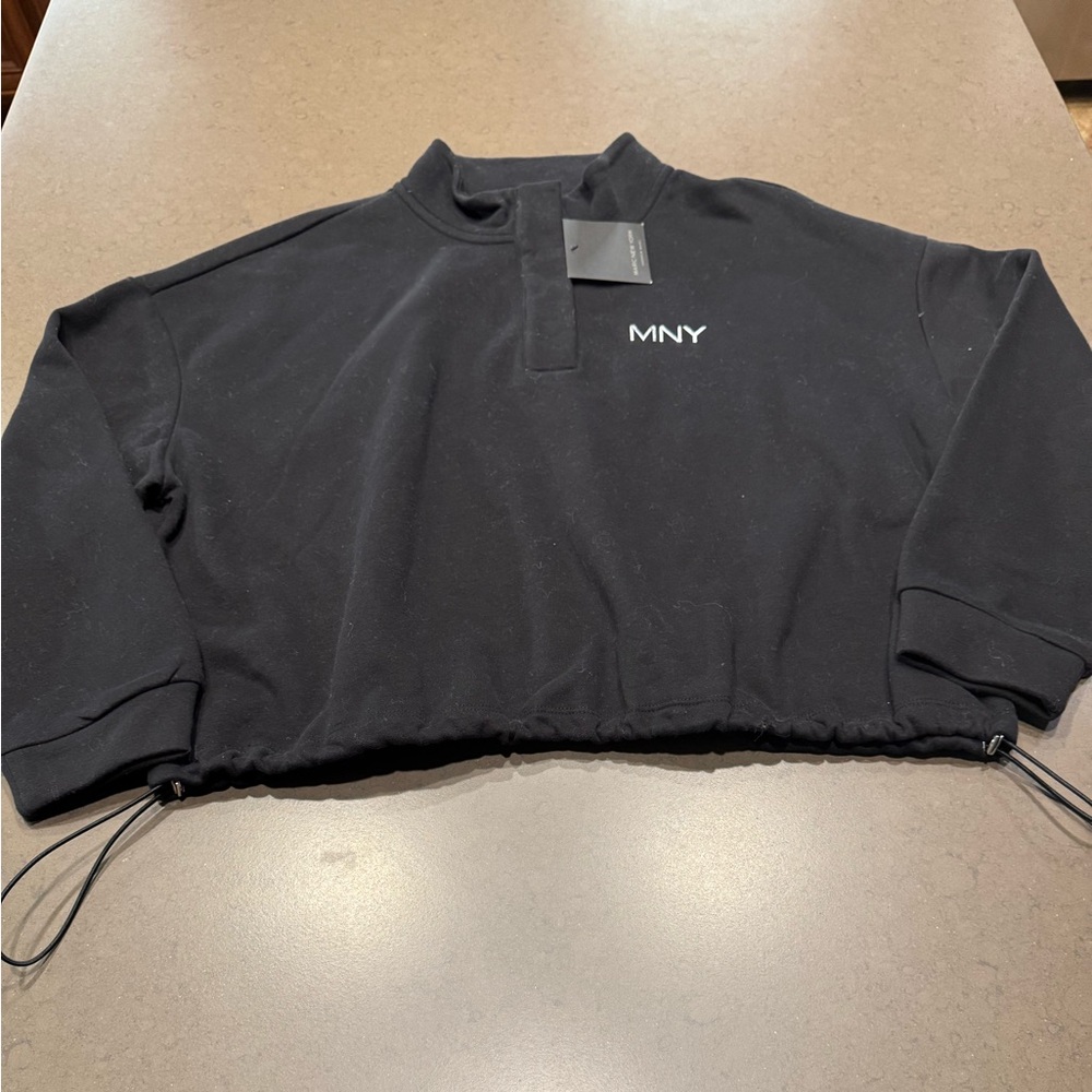 NWT MARC NEW YORK Black Cropped Sweatshirt Sz: XL
